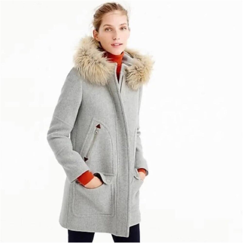 J. Crew Chateau Wool Parka Hooded Grey